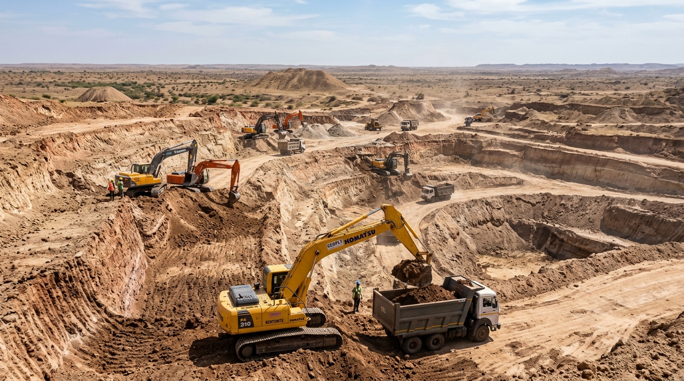Bentonite mining operations in Kutch